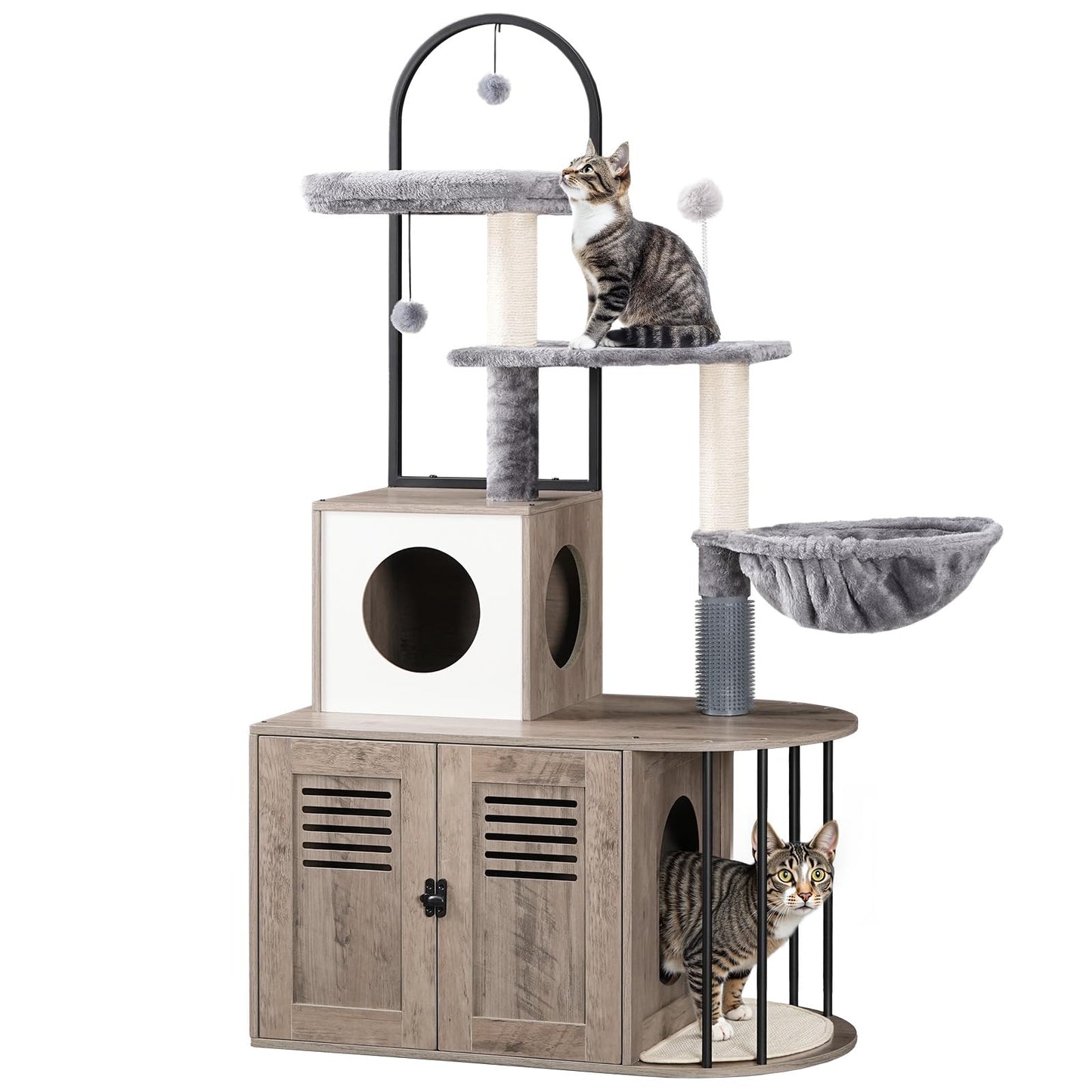HOOBRO Arched Cat Tree with Hidden Litter Box & Sisal Posts