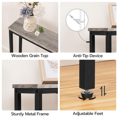 HOOBRO 63-inch Narrow Console Table with Charging Station