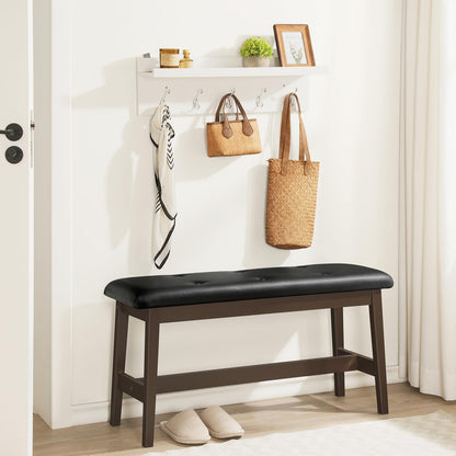 HOOBRO PU Leather Upholstered Bamboo Dining Bench