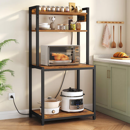 HOOBRO 4-Tier Storage Shelf Printer Stand with Charging Station