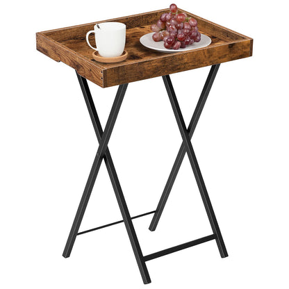HOOBRO Retro Brown TV Tray Table with Detachable Tray
