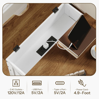 HOOBRO 23.6-inch Farmhouse End Tables with Charging Station