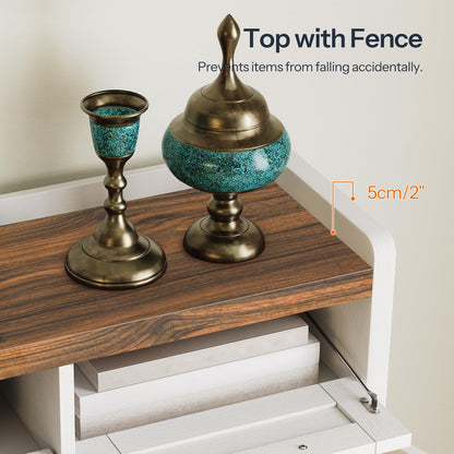 HOOBRO Farmhouse Style Shoe Cabinet with 2 Flip-Top Drawers & Adjustable Side Cabinet