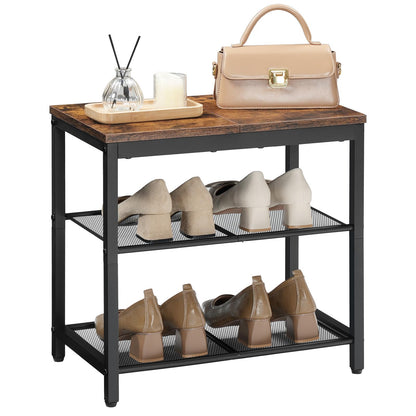 HOOBRO 3-Tier Industrial Shoe Rack with Mesh Shelves