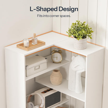 HOOBRO 9-tier Wooden L-Shaped Corner Bookshelf with Baffles