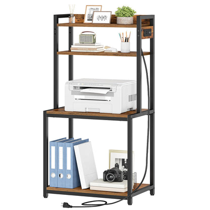 HOOBRO 4-Tier Storage Shelf Printer Stand with Charging Station
