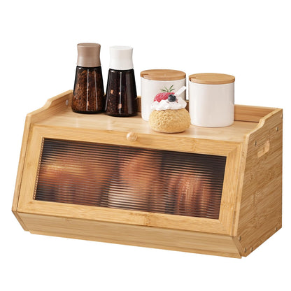 HOOBRO Bamboo Bread Box for Kitchen Countertop