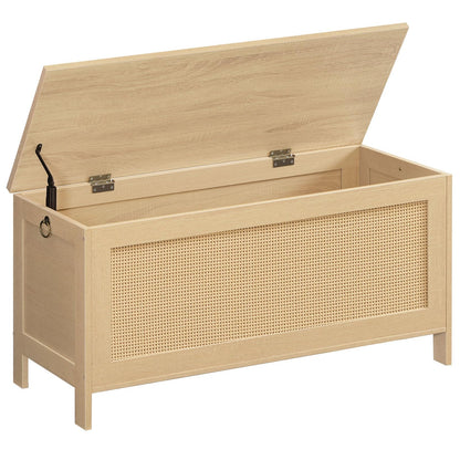 HOOBRO 39.4-inch Rattan Style Storage Bench with Faux Rattan Decoration