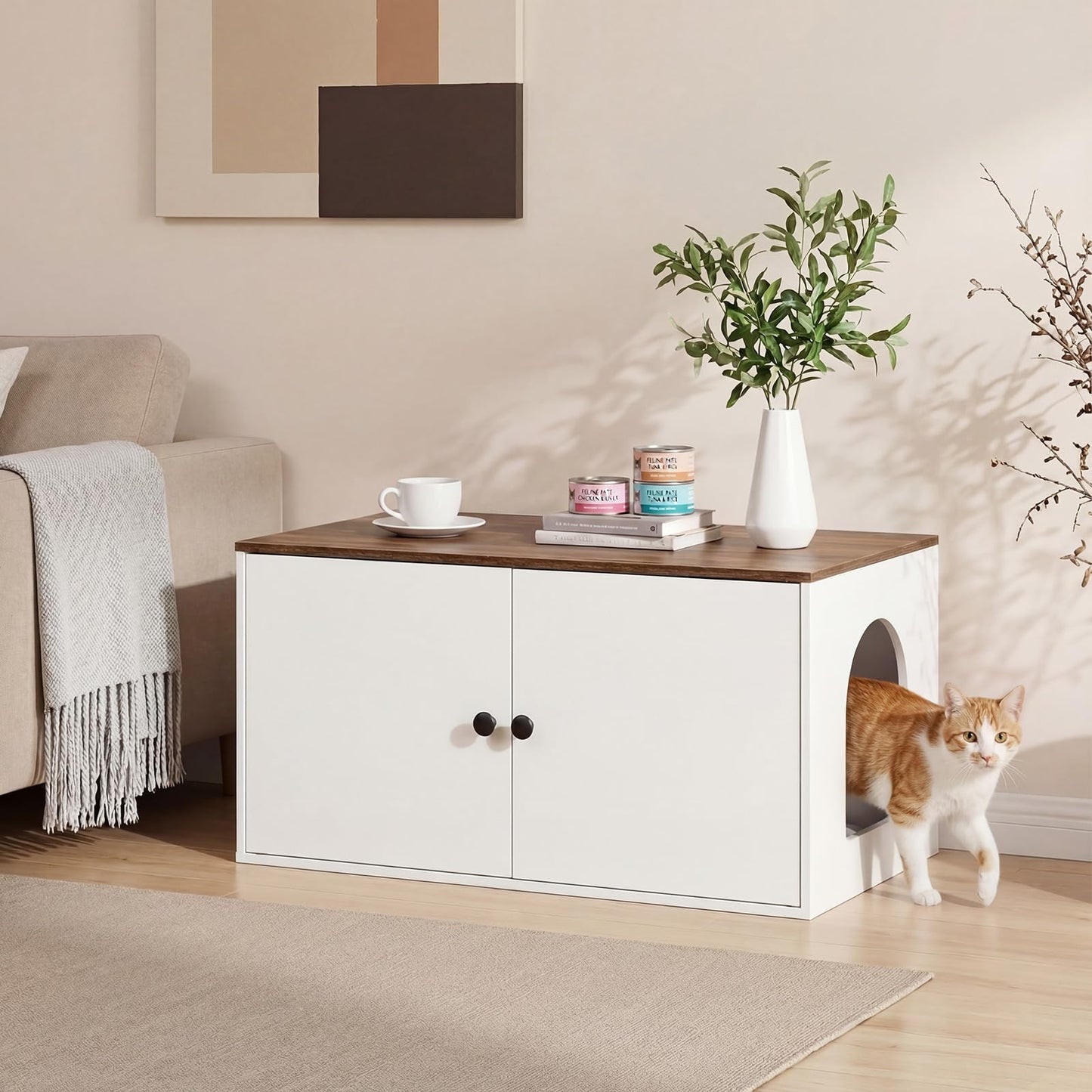 HOOBRO Hidden Cat Litter Box Enclosure with Side Entry