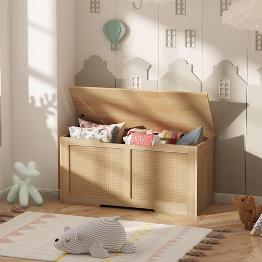HOOBRO 39.3-inch Rattan Style Storage Bench & Toy Box