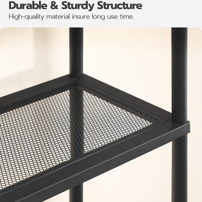 HOOBRO Retro Brown Four-Tier Toilet Above-Room Bathroom Storage Rack with Adjustable Legs