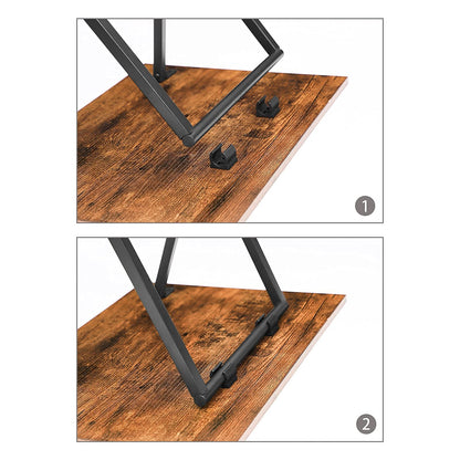 HOOBRO Retro Brown Industrial Style Folding TV Tray Table