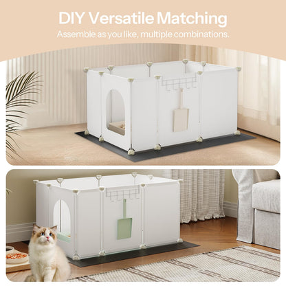 HOOBRO White Extra Large Litter Box Enclosure with Large Oxford Cloth Mat and Hooks