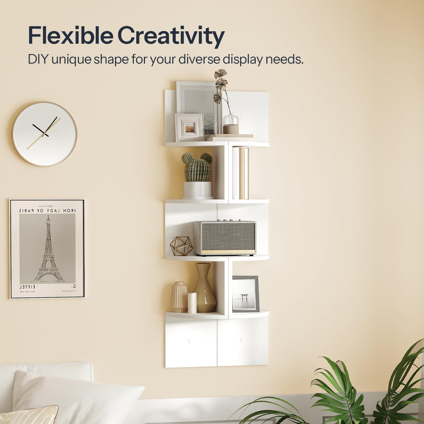 HOOBRO White Four-Tier Wall-Mounted Corner Shelf /2PICS