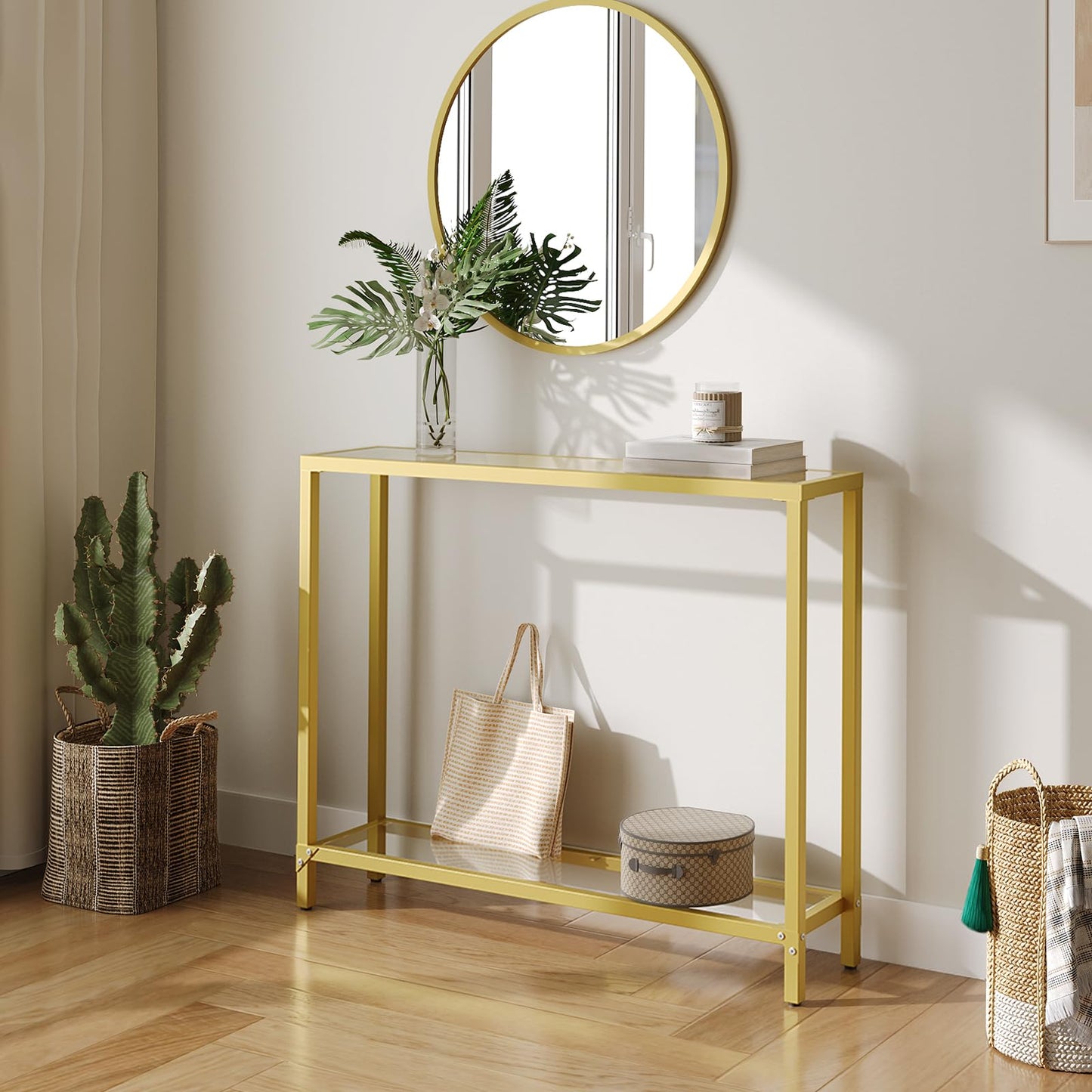 HOOBRO 39.4 inch Metal Frame Entryway Console Table