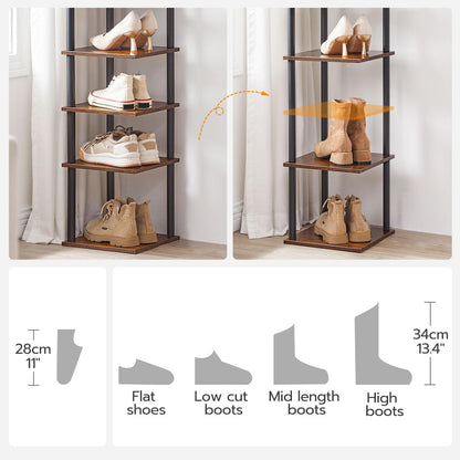 HOOBRO Retro Brown 8-Tier Standing Shoe Rack