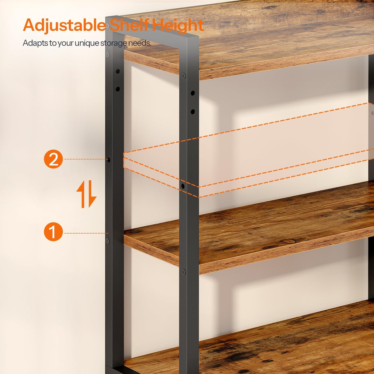 HOOBRO 4-Tier Storage Shelf Printer Stand with Charging Station