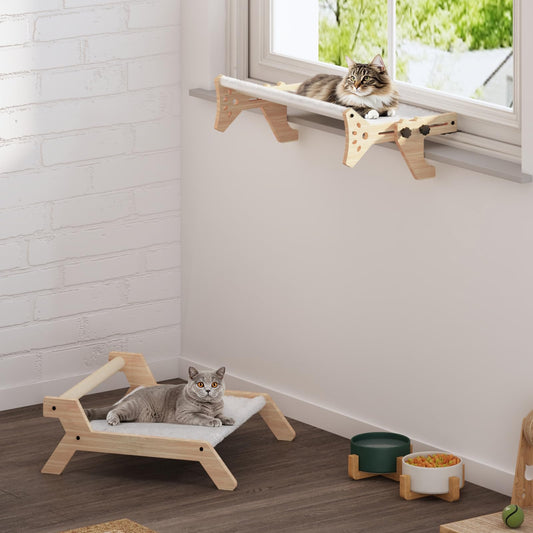 HOOBRO Cat Window Perch & Cat Bed Set of 2 for Window & Floor