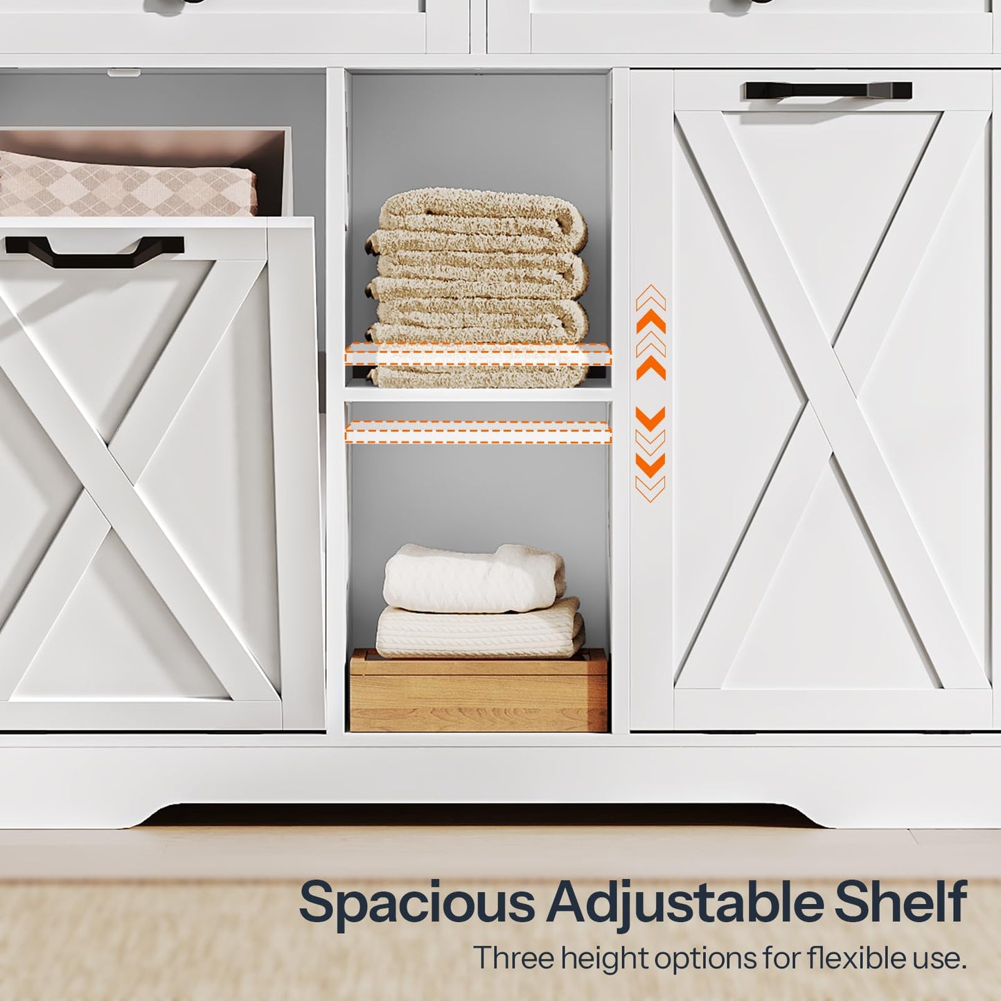 HOOBRO 23-Gallon Double Flip-Up External Laundry Hamper Cabinet