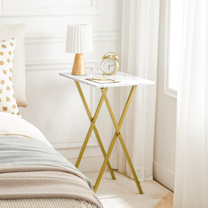 HOOBRO Gold Marble Pattern Folding TV Tray Table / 2PICS