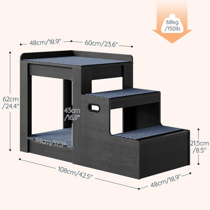 HOOBRO Pet Bunk Bed with Removable Ladder & Storage Compartments & 4 Non-Slip Mats
