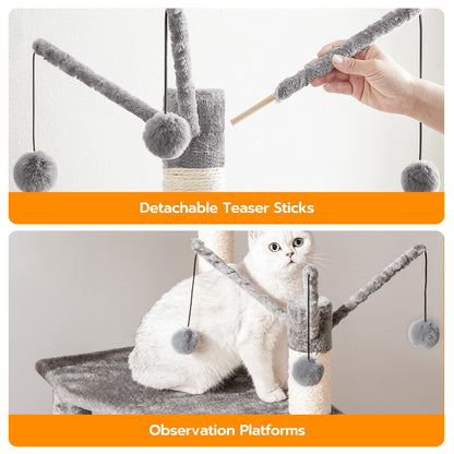 HOOBRO Wooden Cat Tree with Litter Box Enclosure