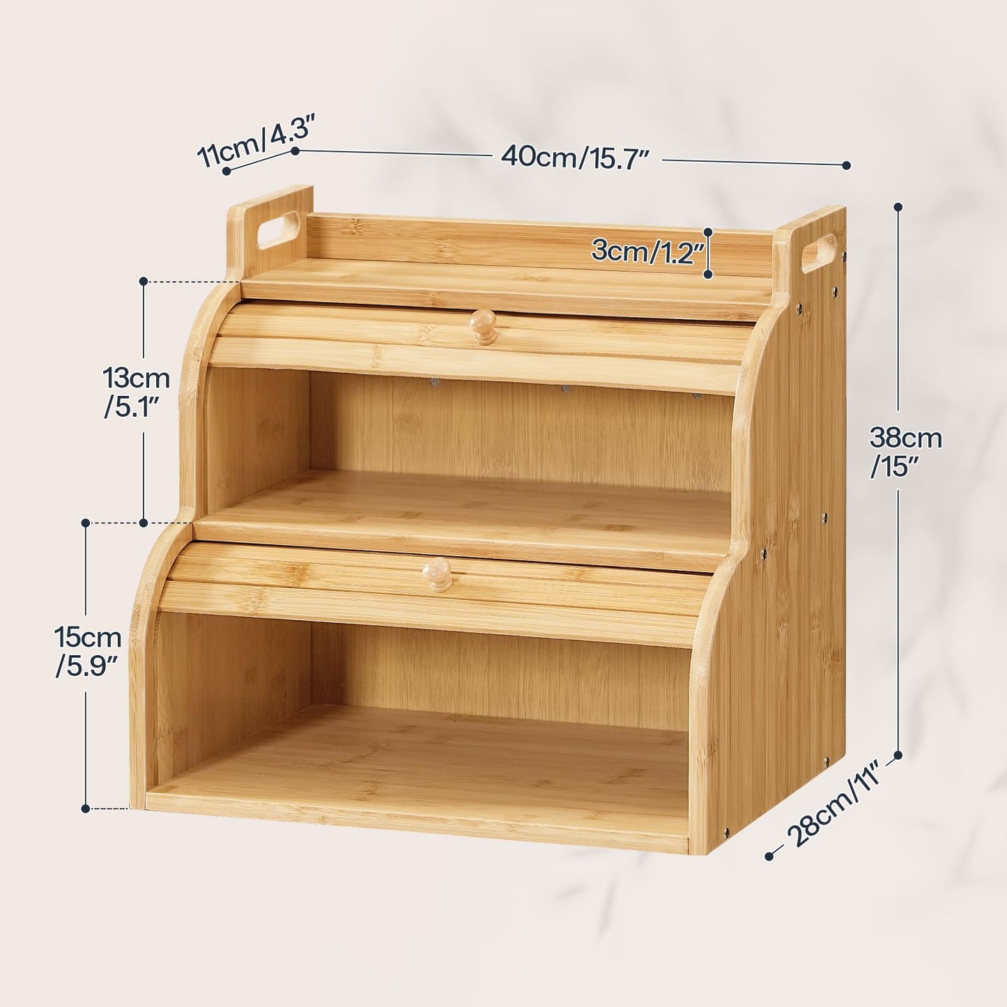 HOOBRO Bamboo Bread Box for Kitchen Countertop