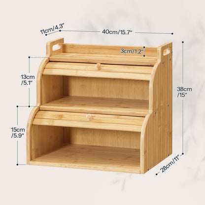 HOOBRO Bamboo Bread Box for Kitchen Countertop