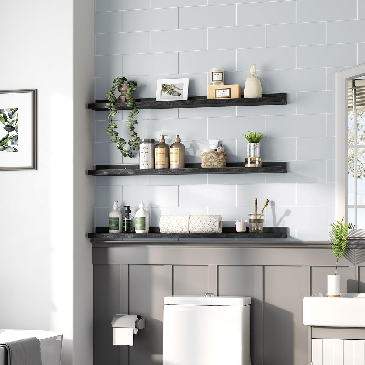 HOOBRO Floating Shelves, Wall Shelf Set of 3, 35.4 Inches Hanging Shelf