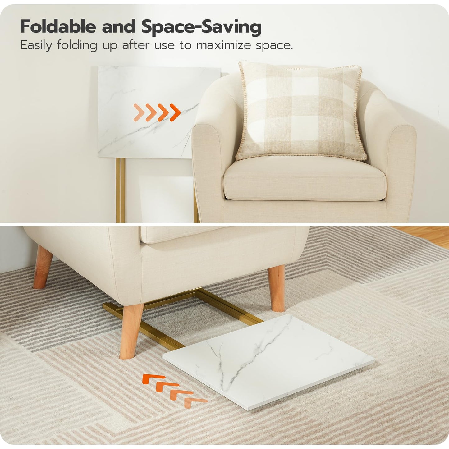 HOOBRO Folding TV Tray Table with Storage Rack / 4PICS