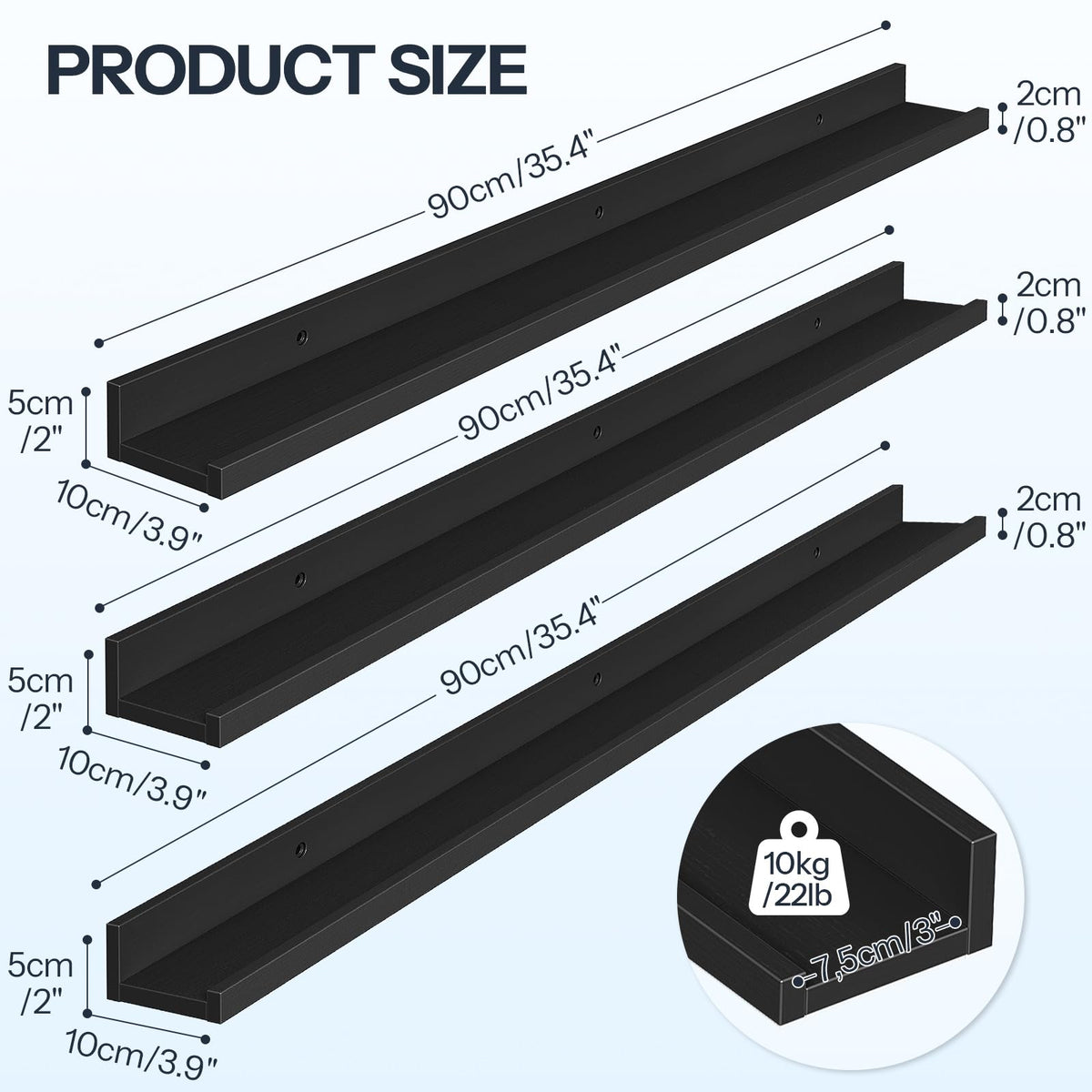 HOOBRO Floating Shelves, Wall Shelf Set of 3, 35.4 Inches Hanging Shelf
