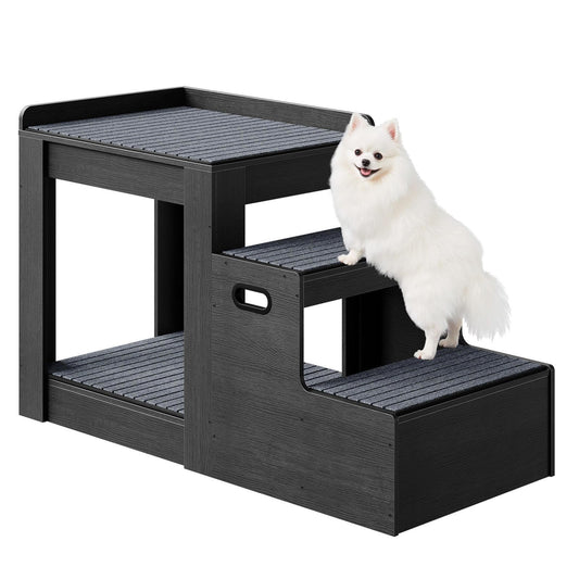 HOOBRO Pet Bunk Bed with Removable Ladder & Storage Compartments & 4 Non-Slip Mats