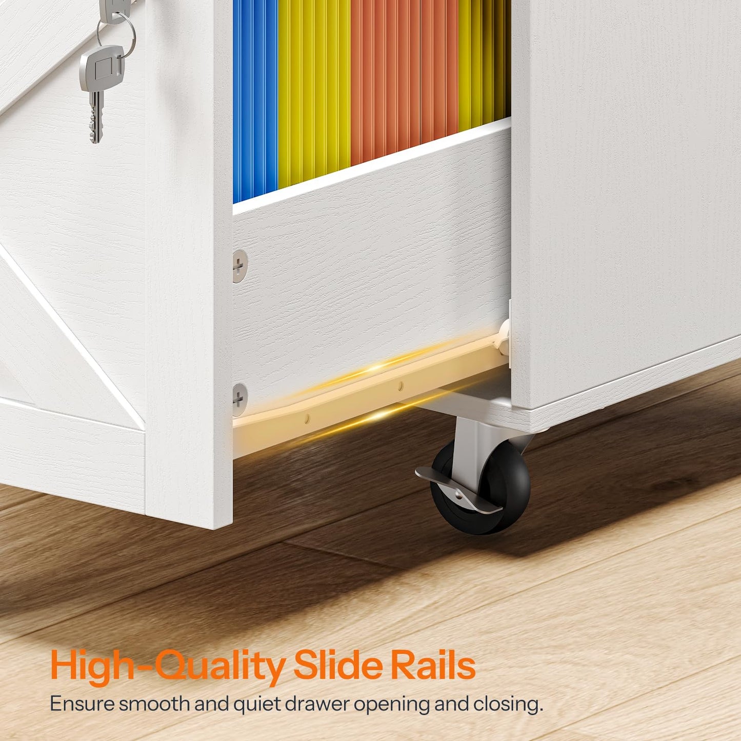 HOOBRO 3 Drawer Mobile Farmhouse File Cabinet for A4/Letter Size