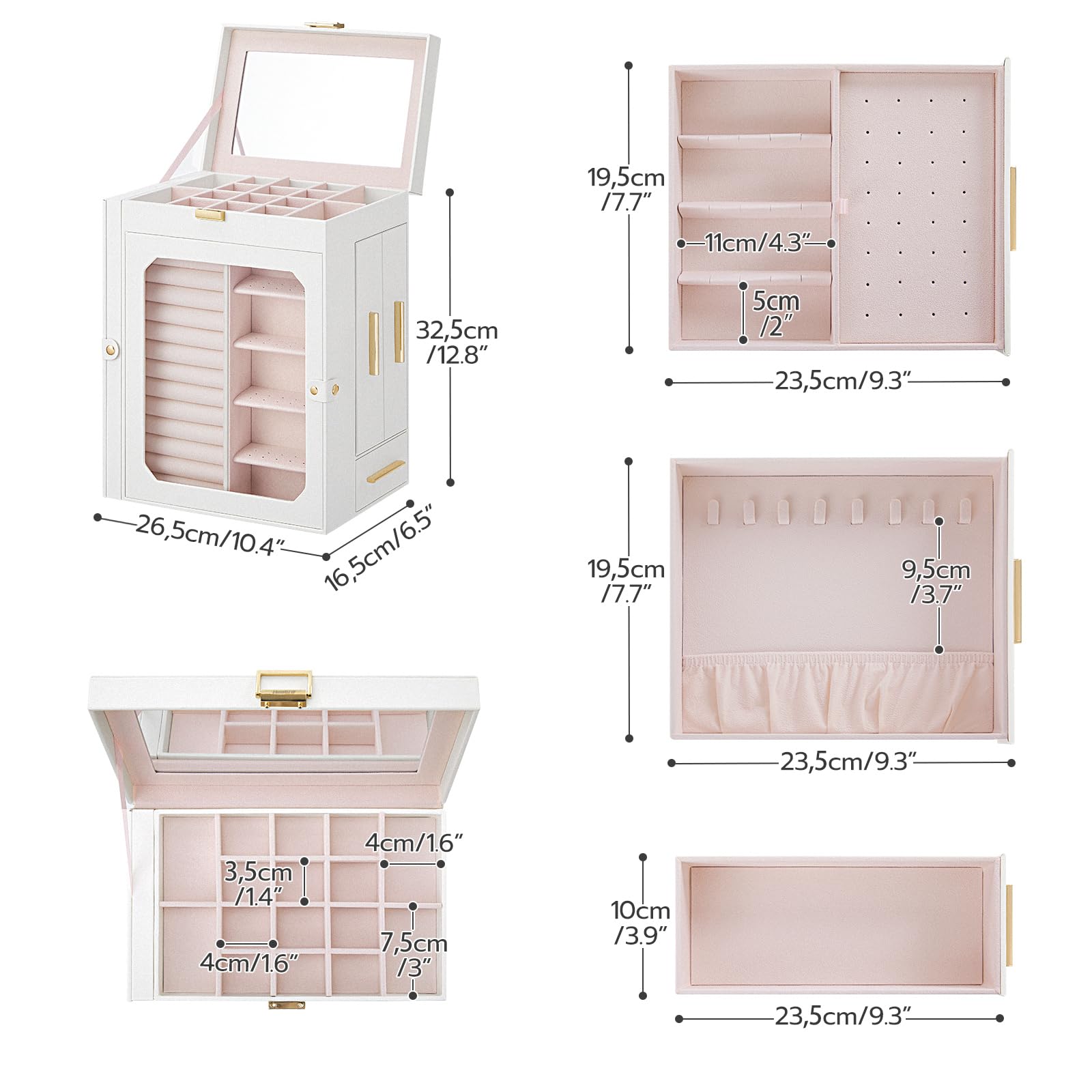 HOOBRO Jewelry Organizer Box with Mirror