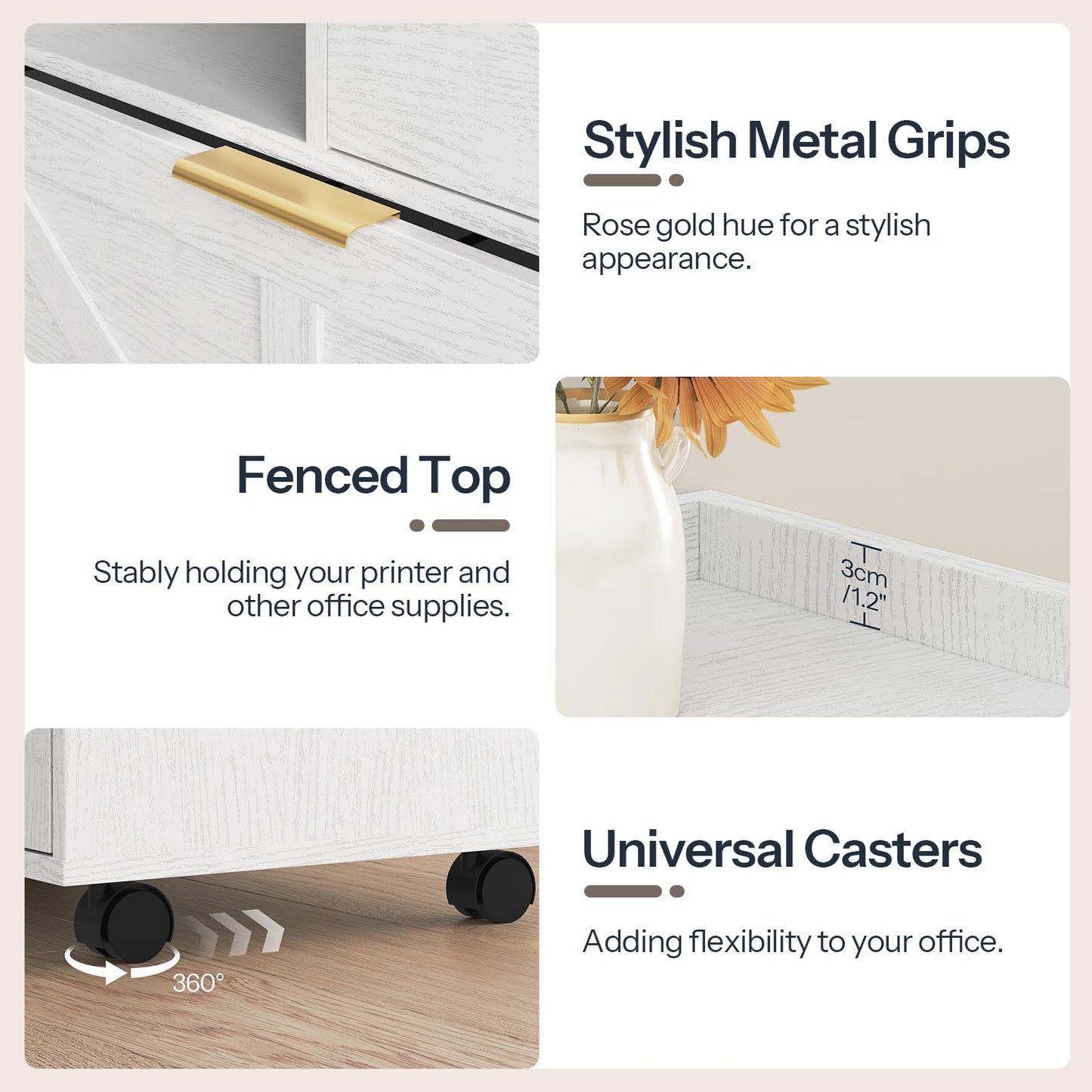 HOOBRO Wooden Lateral File Cabinet with Charging Station