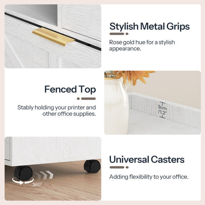 HOOBRO Wooden Lateral File Cabinet with Charging Station