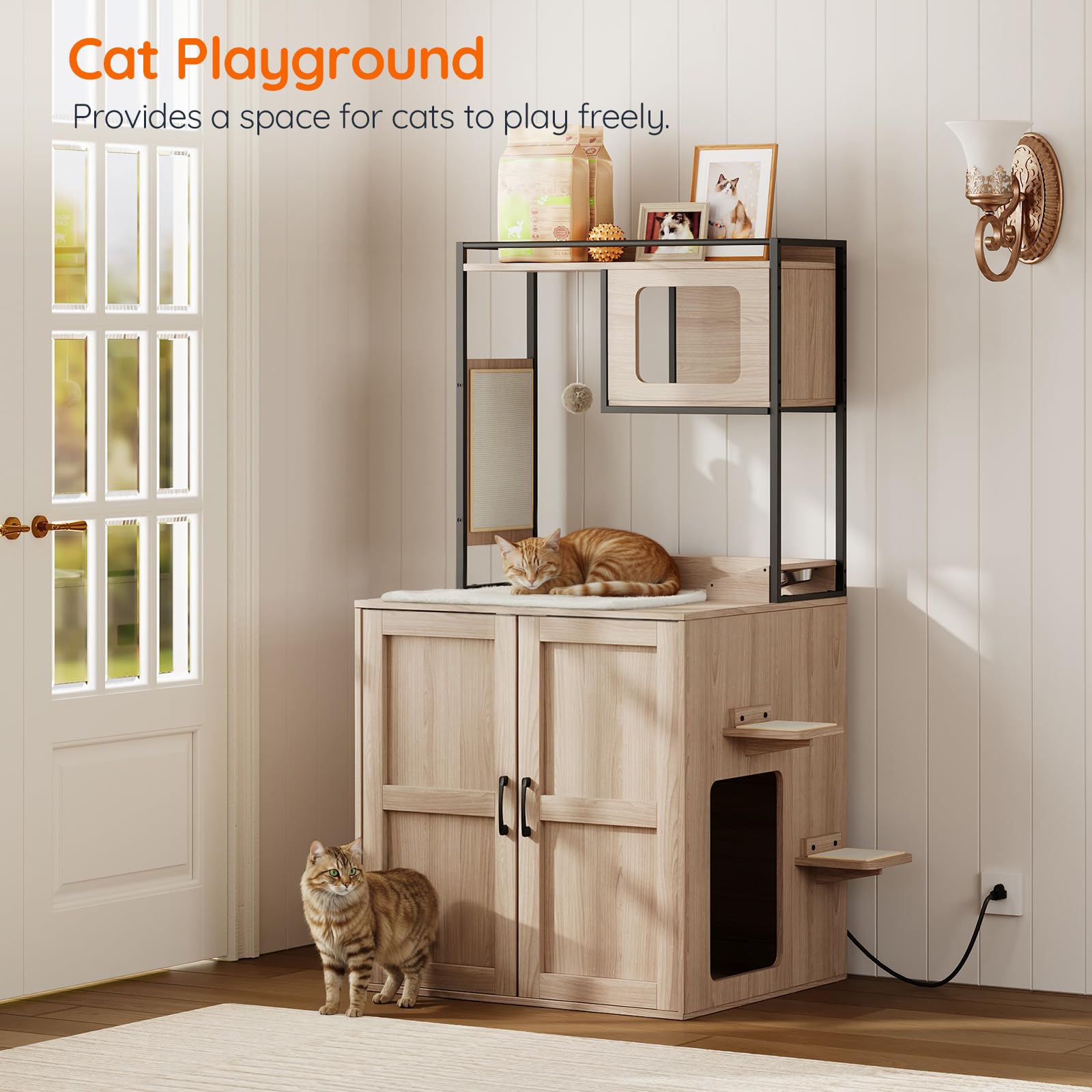 HOOBRO Automatic Cat Litter Box Enclosure with Charging Station