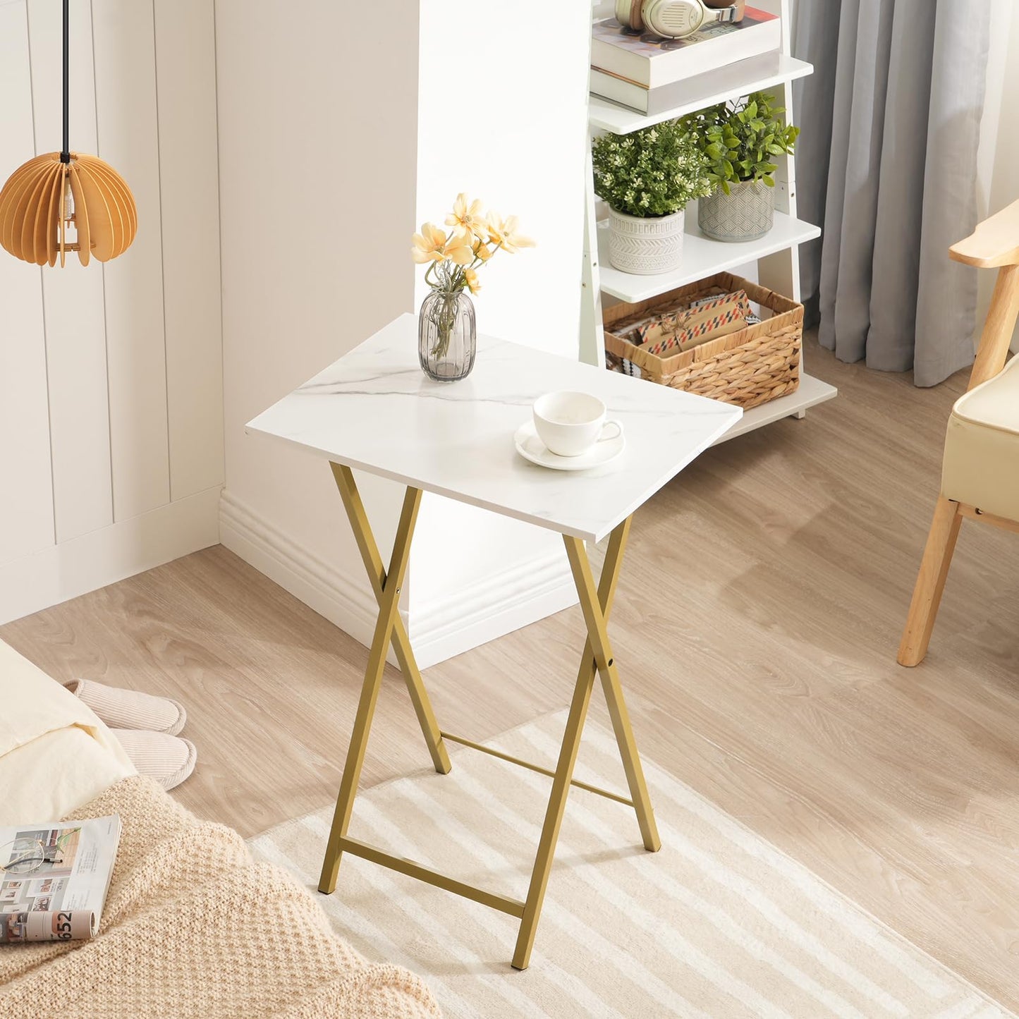 HOOBRO Folding TV Tray Table with Storage Rack / 4PICS