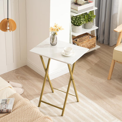 HOOBRO Folding TV Tray Table with Storage Rack / 4PICS