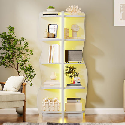 HOOBRO 5-Tier Modern Bookshelf & Corner Shelf with Light
