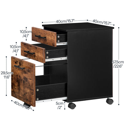 HOOBRO Wooden 3-Drawer File Cabinet for A4/Letter Size