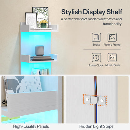 HOOBRO 4-Tier Floating Wall Shelves with LED Lights