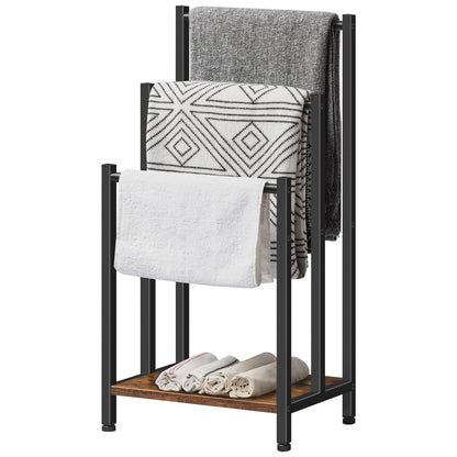 HOOBRO Retro Brown Freestanding Towel Drying Rack (3-Tier)
