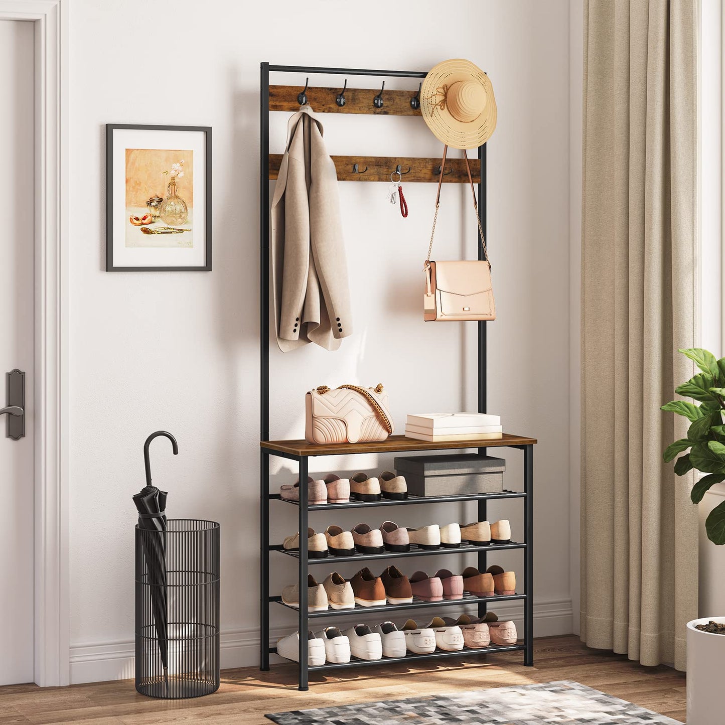 HOOBRO Hall Tree & Coat Rack & Shoe Storage Organizer with Bench