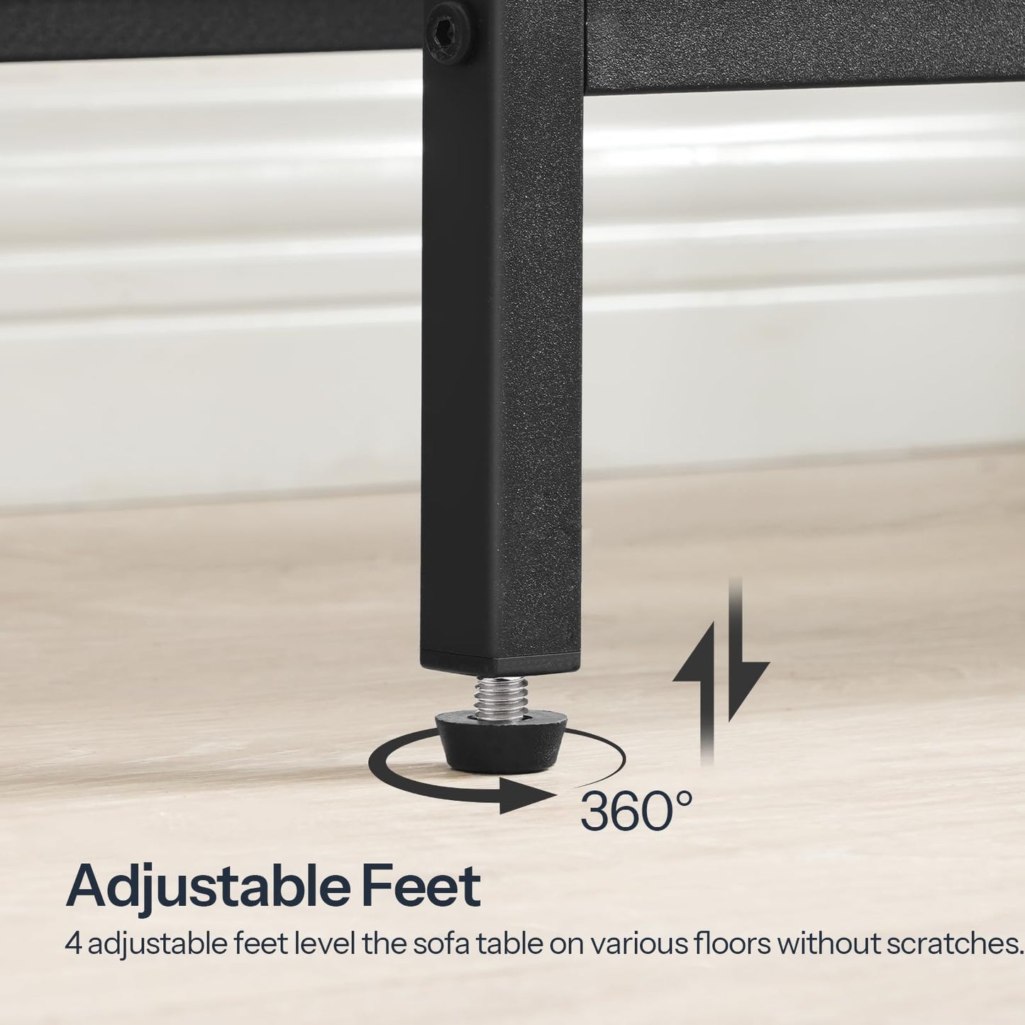 HOOBRO Greige Four-Tier Industrial Style Adjustable Leg Narrow Entryway Table with Metal Mesh Frame