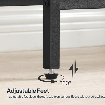 HOOBRO Greige Four-Tier Industrial Style Adjustable Leg Narrow Entryway Table with Metal Mesh Frame