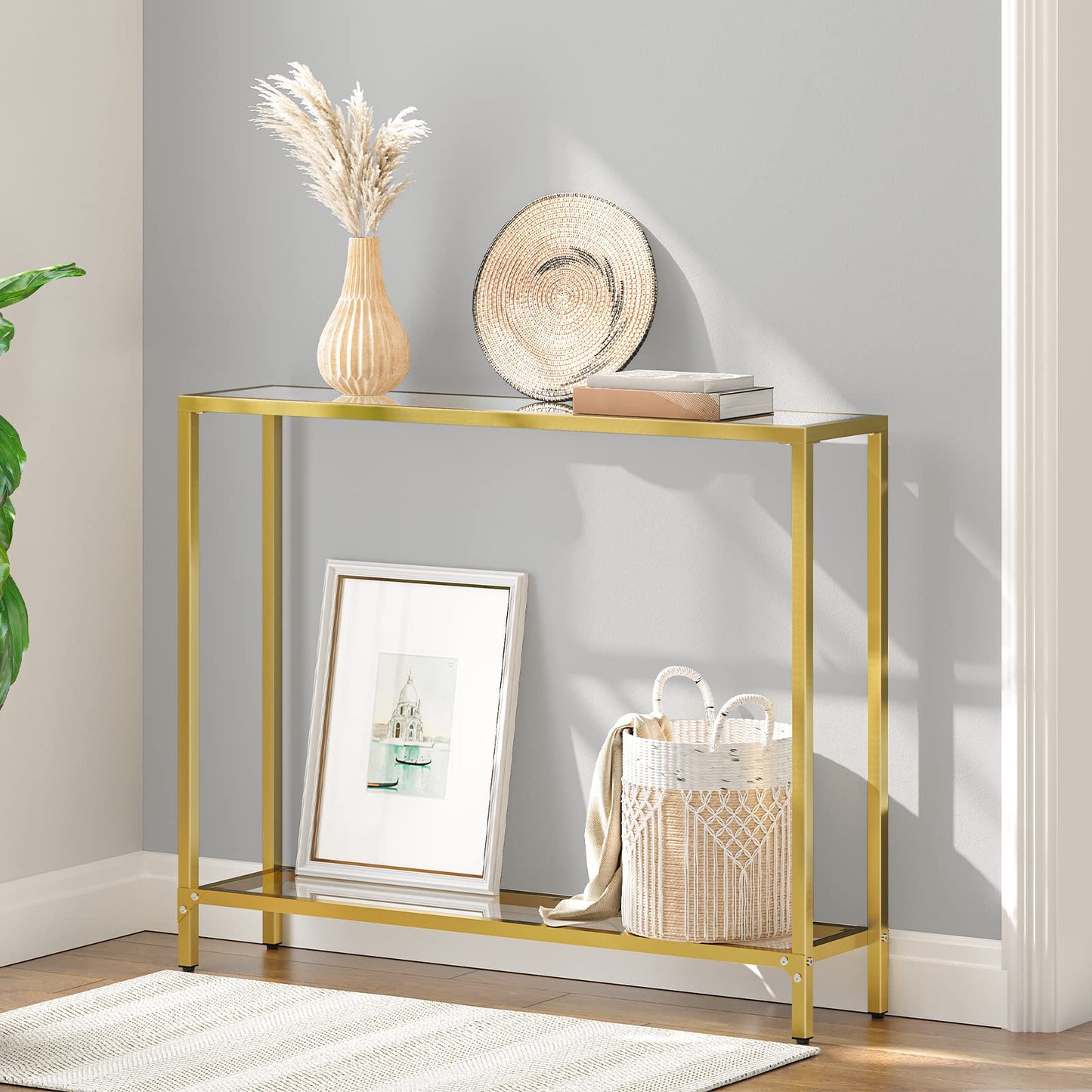 HOOBRO 39.4 inch Metal Frame Entryway Console Table
