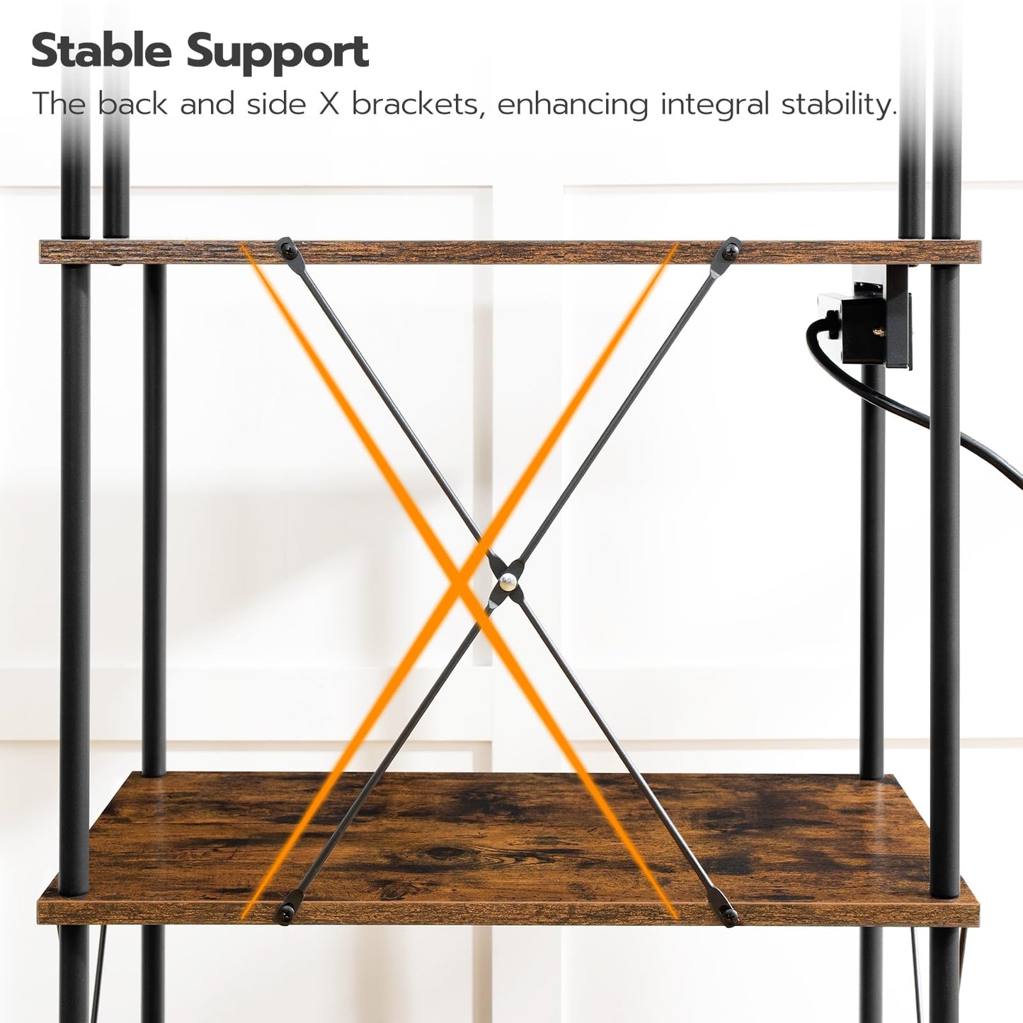 HOOBRO 5-Tier Kitchen Bakers Rack with Power Outlets