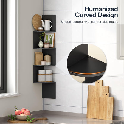 HOOBRO Black Four-Tier Wall-Mounted Corner Shelf /2PICS