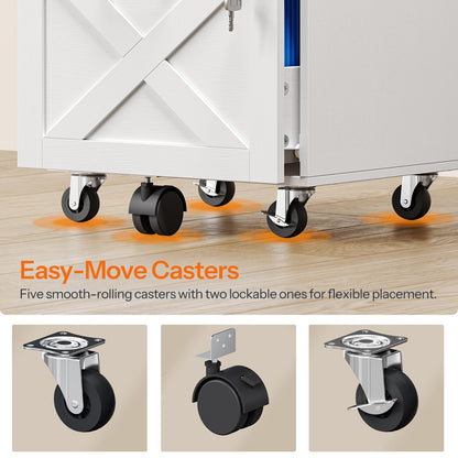 HOOBRO 3 Drawer Mobile Farmhouse File Cabinet for A4/Letter Size